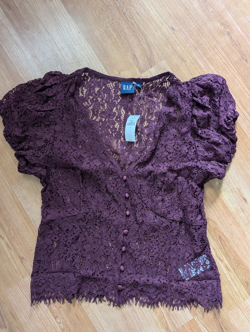 GAP Plum Lace Button-Front Blouse